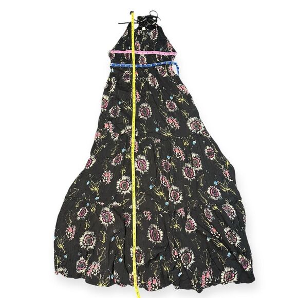 INTIMATELY FREE PEOPLE Women’s Black Pink Floral Tiered Garden Party Maxi Dress - Picture 6 of 6